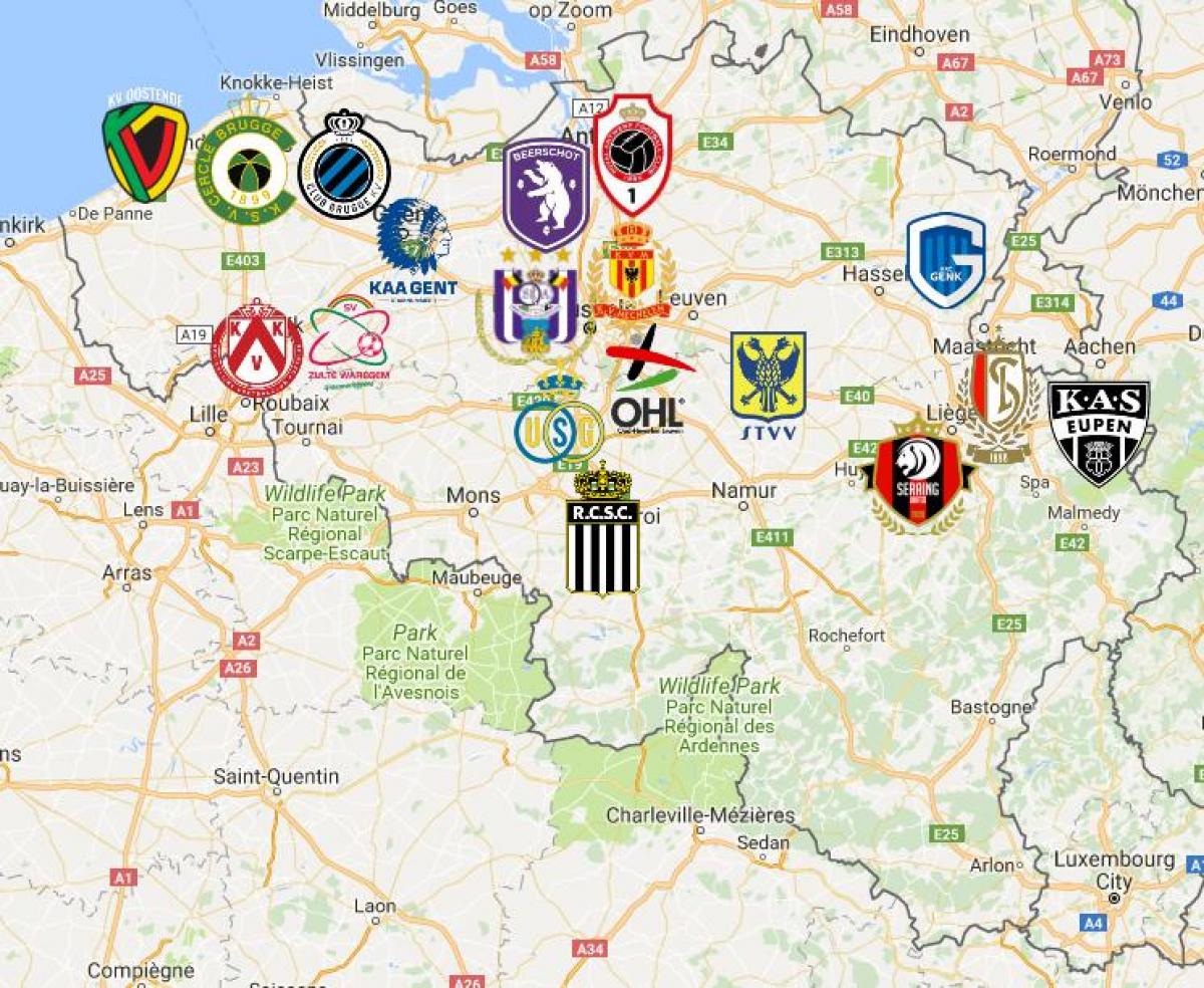 stadi mappa del Belgio