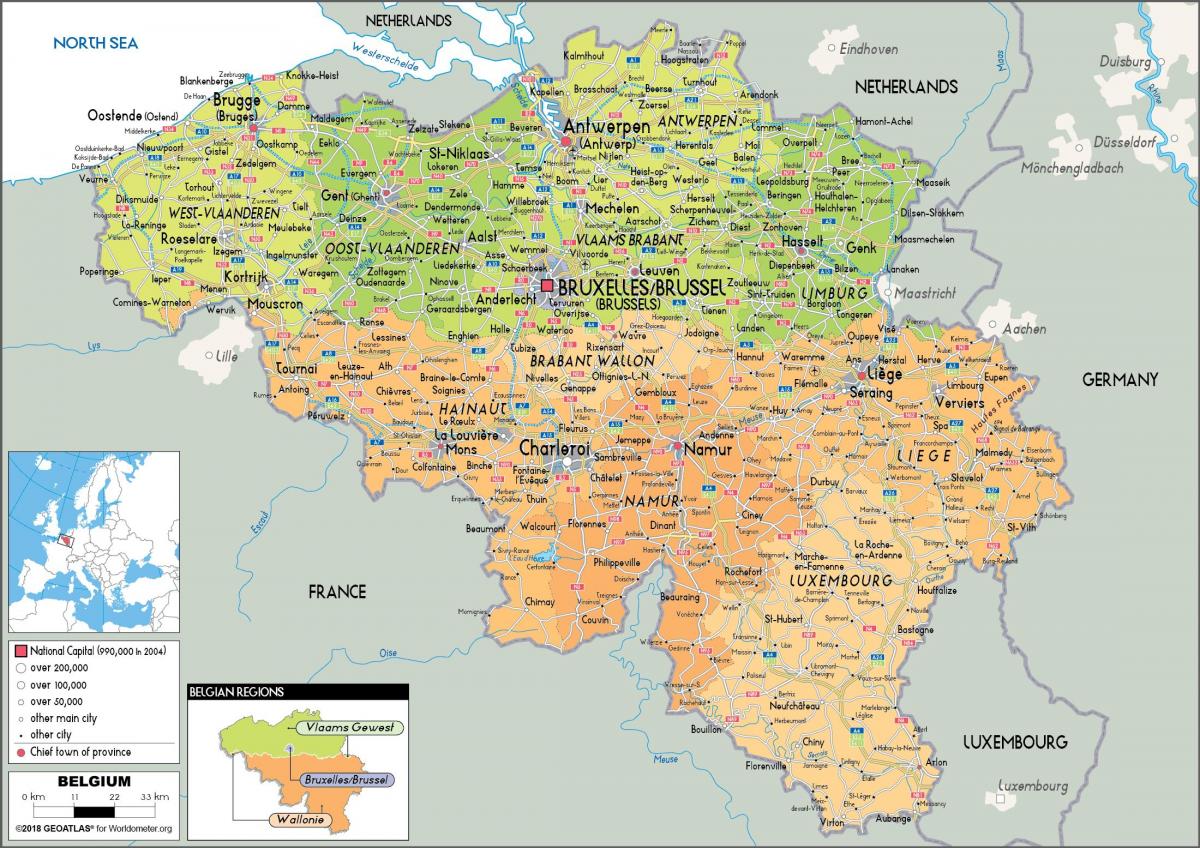 Mappa delle aree del Belgio